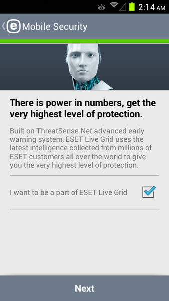 مرحله دوم نصب و راه اندازی آنتی ویروس ESET Mobile Security
