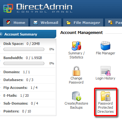 password protected directories